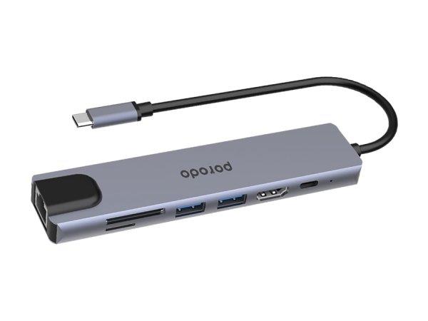 هاب تایپ‌ سی 7 پورت پورودو Porodo 7 in 1 Aluminum USB-C Hub PD-4K71C